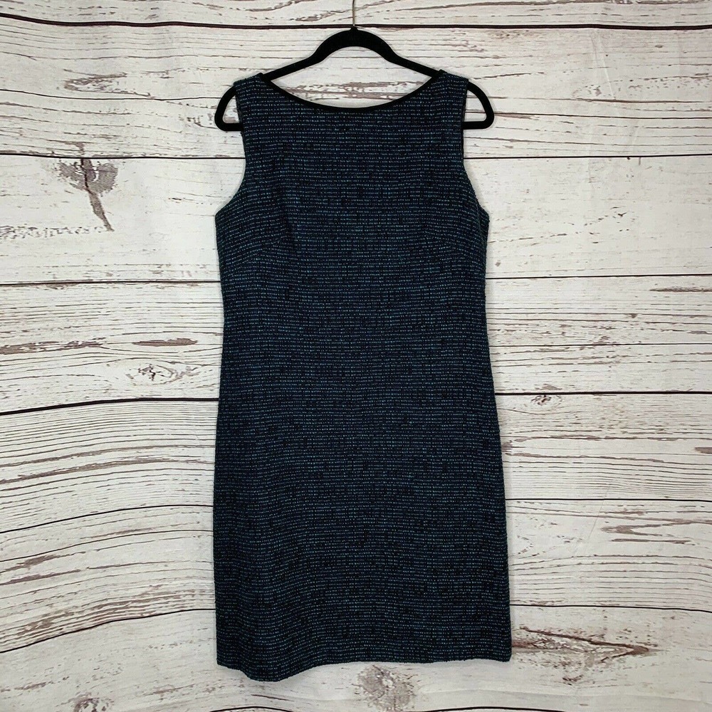 Tahari Sheath Dress Woven Textured Material Navy